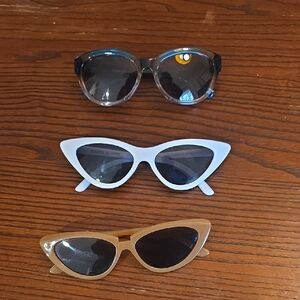 Stylish Women's Sunglasses Set - Black, White, Tan